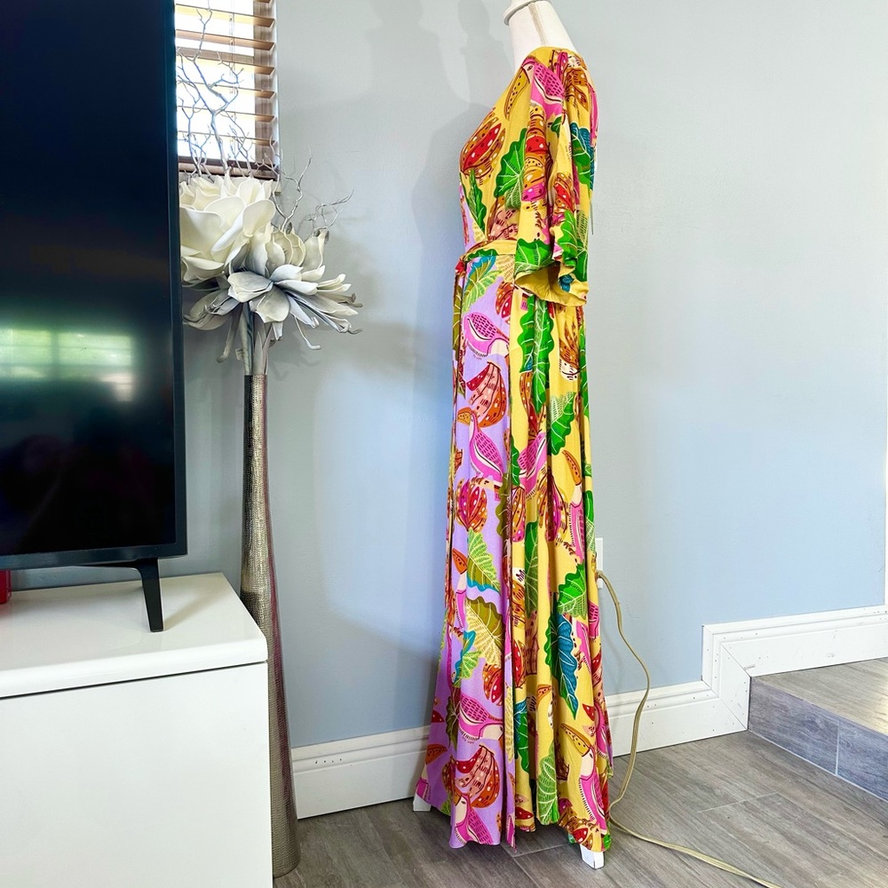 FARM RIO Mixed Beaks & Bananas Maxi Wrap Dress - Picture 13 of 16